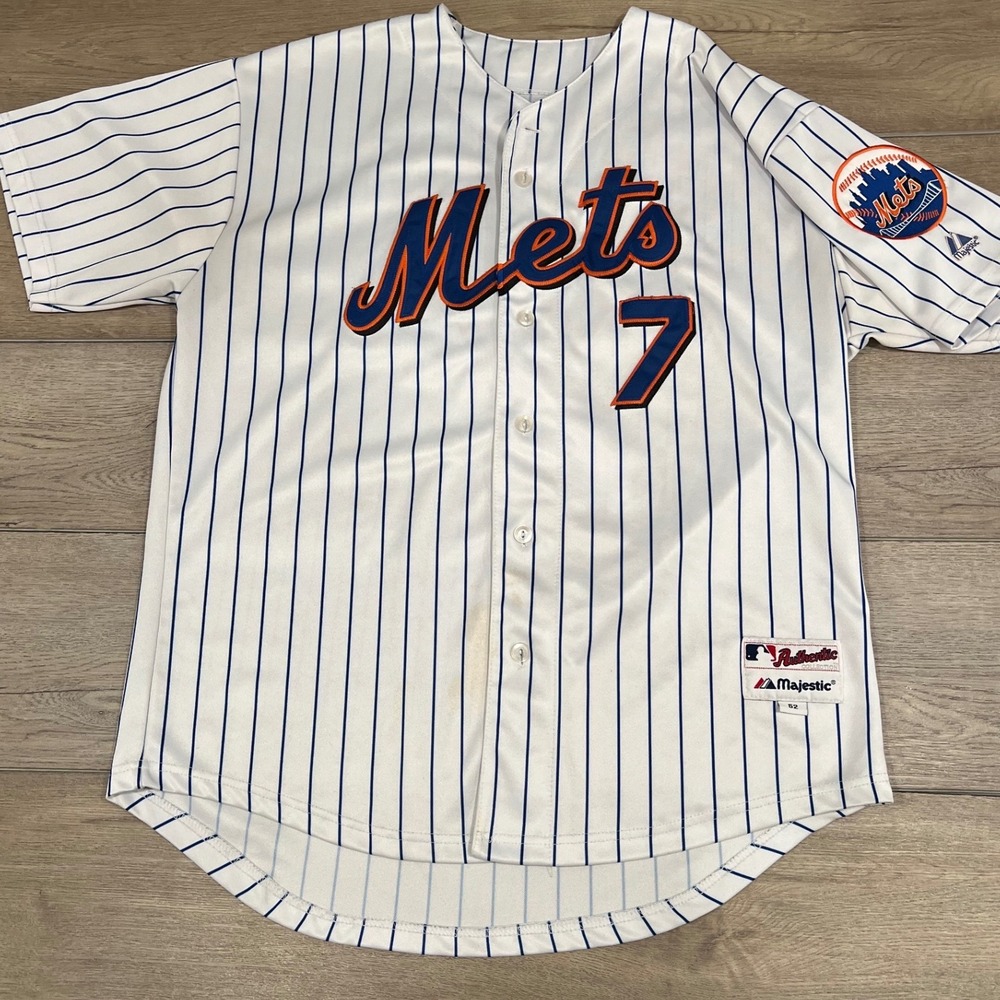 Majestic New York Mets Jose Reyes 7 Authentic Pinstripe Jersey Size 52 XL White